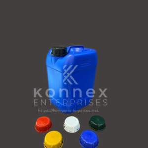 Blue 10L HDPE Jerry Can with a non-stackable upright design and black screw cap.