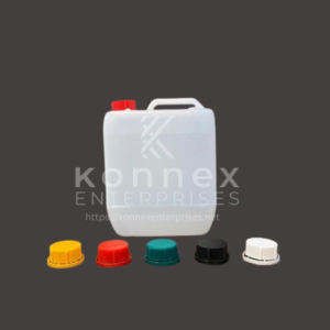 Industrial grade 5L Stackable Jerry Can made of white HDPE with colorful cap options.
