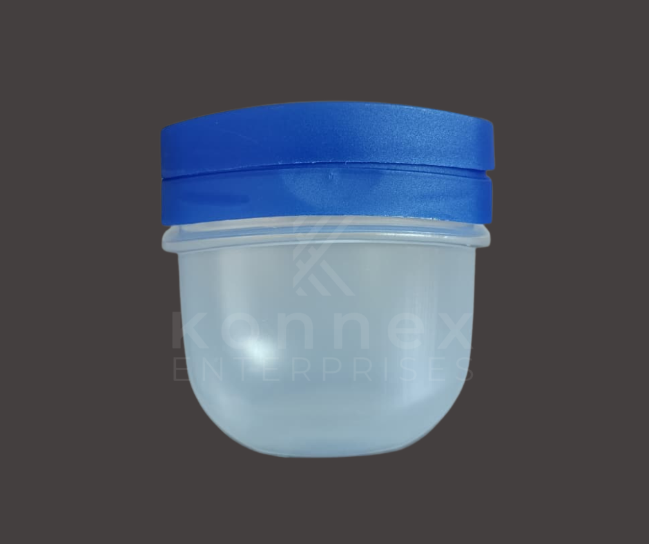 petroleum jelly jars semi translucent plastic container with blue flip top cap