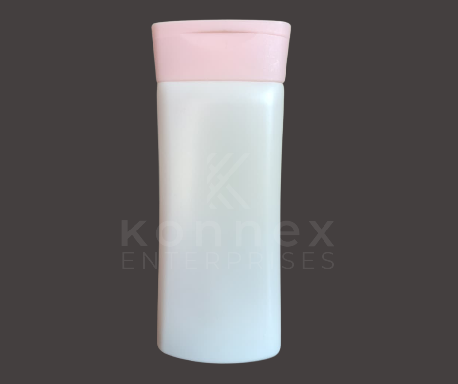 lotion and shampoo bottles 100ml 200ml tapered white plastic bottle with pink flip top cap