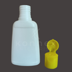 50ml mosquito repellent bottle in white HDPE plastic with yellow flip top cap